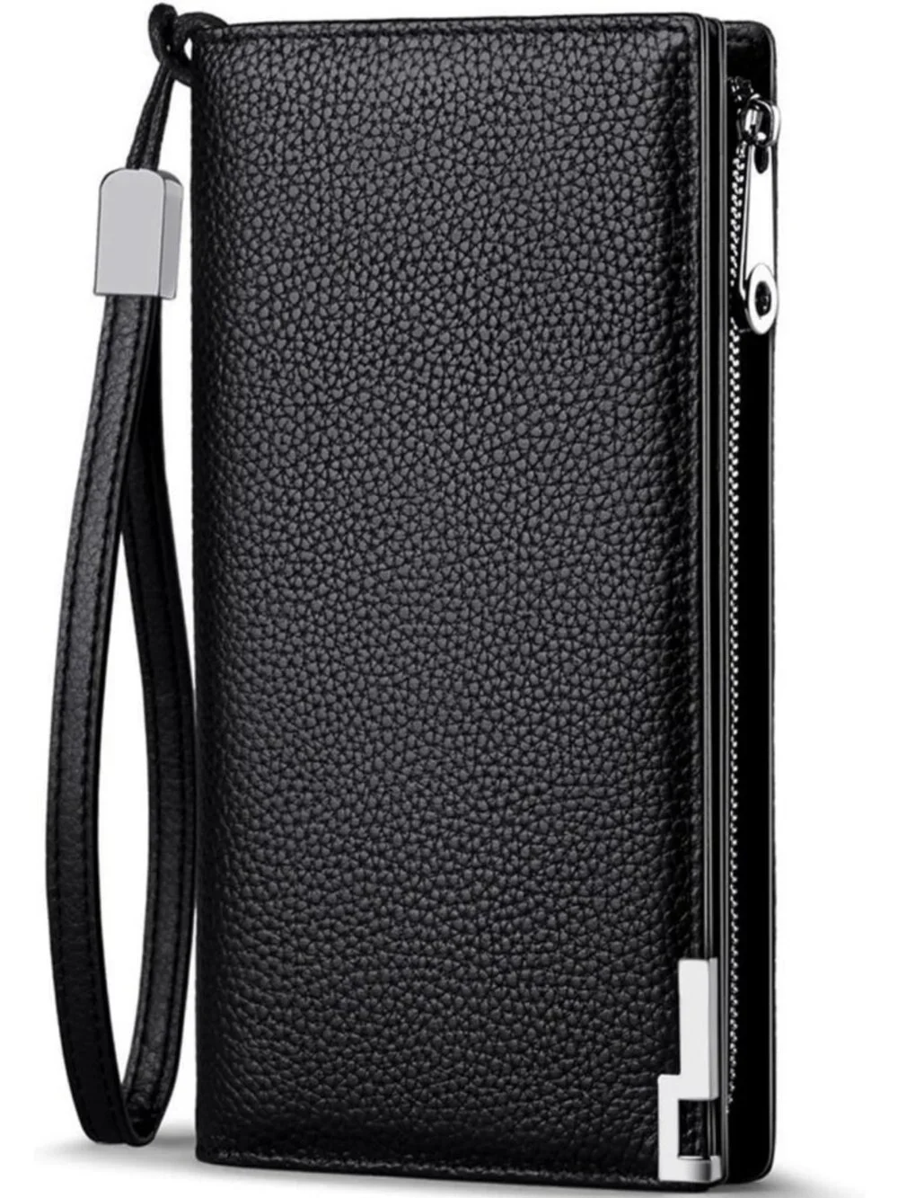 Men's Leather RFID Blocking Bifold Wallet with Zipper - Stylish Long Wallet